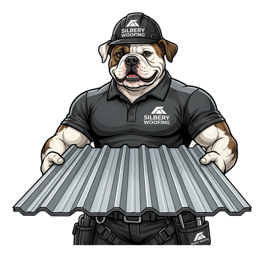 Leo holding a corrugated roofing sheet